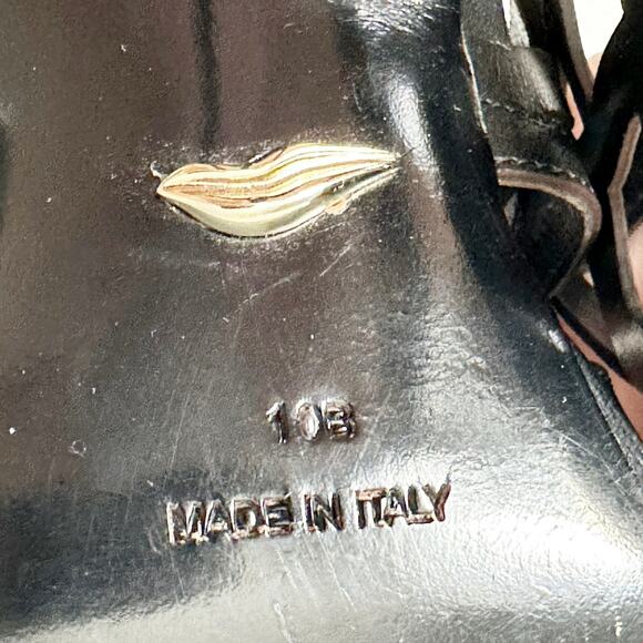 DVF Black Laser Cut Leather Stiletto Heel Open Toe Sandal Women’s Size 10 - Picture 11 of 13